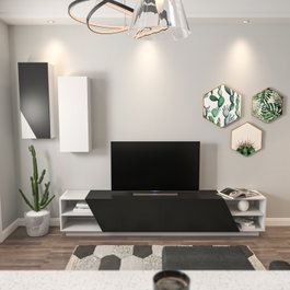Hanah Home Mueble de TV Zebra Blanco y Negro